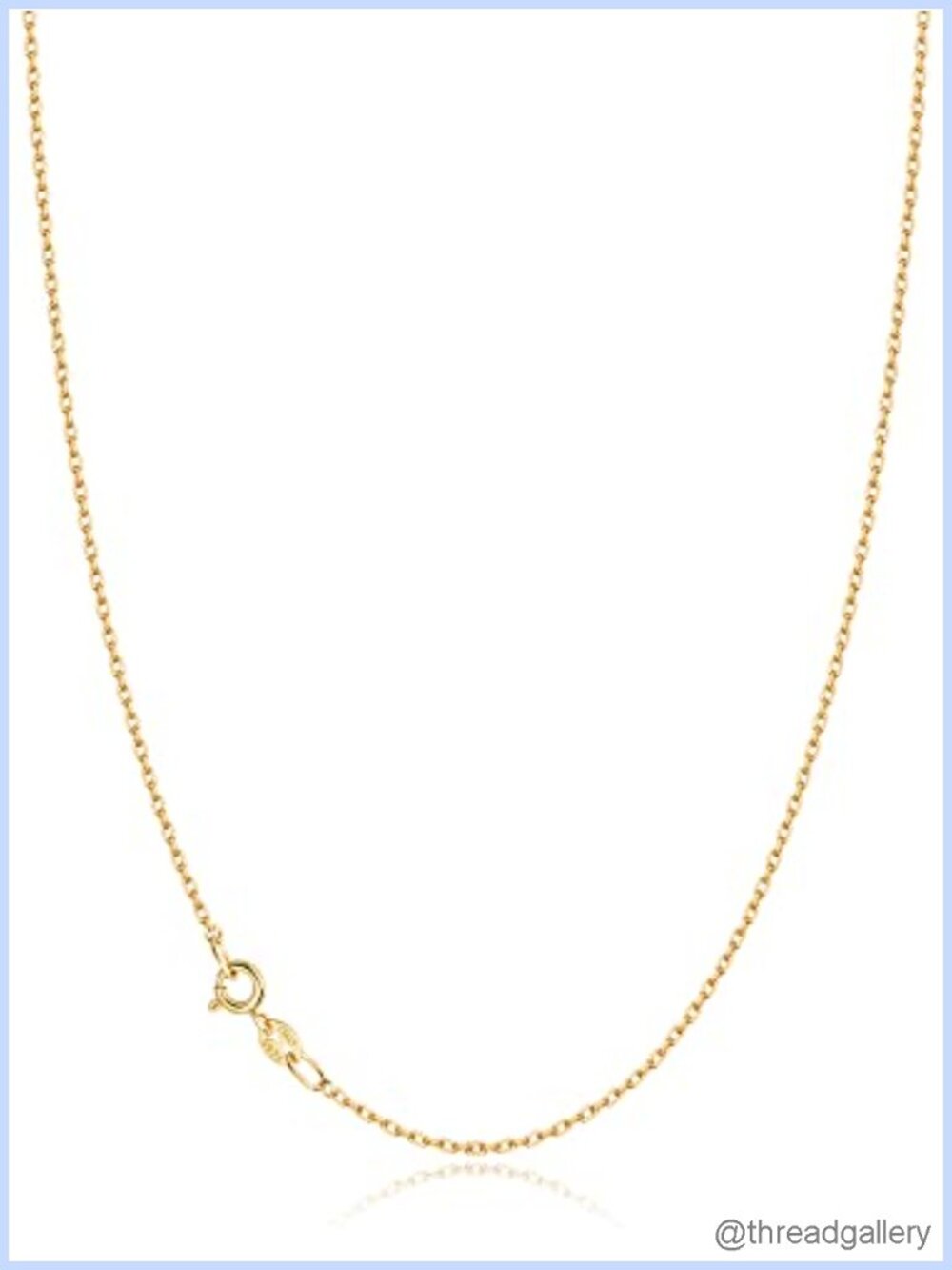 18k Gold Plated 925 Sterling Silver 1mm Cable Chain Necklace for Women